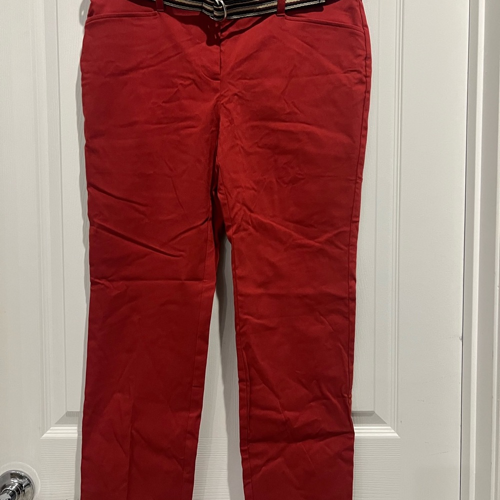Rafaella Slim Ankle Pants Womens Size 10 Red Low Rise Straight Hip